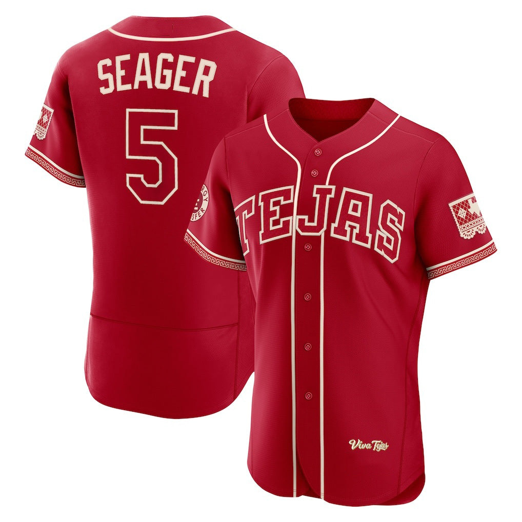 Texas Rangers #5 Corey Seager Red AmberGomez 2026 City Connect Authentic Sponsor Patch Jersey