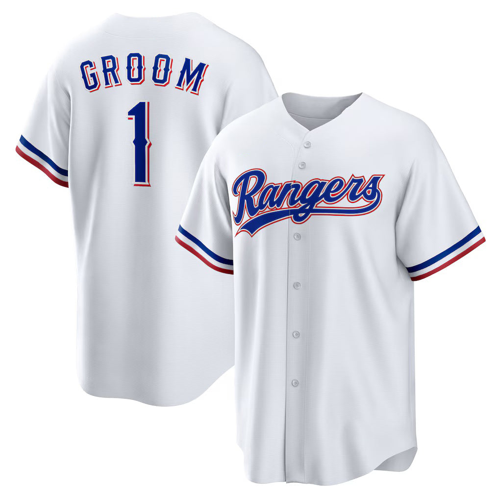 Texas Rangers #1 Groom Home White AmberGomez Replica Jersey