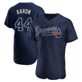 Atlanta Braves #44 Hank Aaron Player Navy AmberGomez Alternate Limited Elite Home Game Stitched Jerseys
