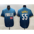 Philadelphia Phillies #55 Ranger Suarez Blue AmberGomez 2024 City Player Number Cool Base Jerseys