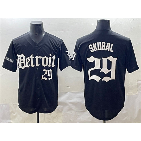 Detroit Tigers #29 Tarik Skubal Black AmberGomez 'Motor Gothic Edition' Vapor Premier Limited Stitched Jersey