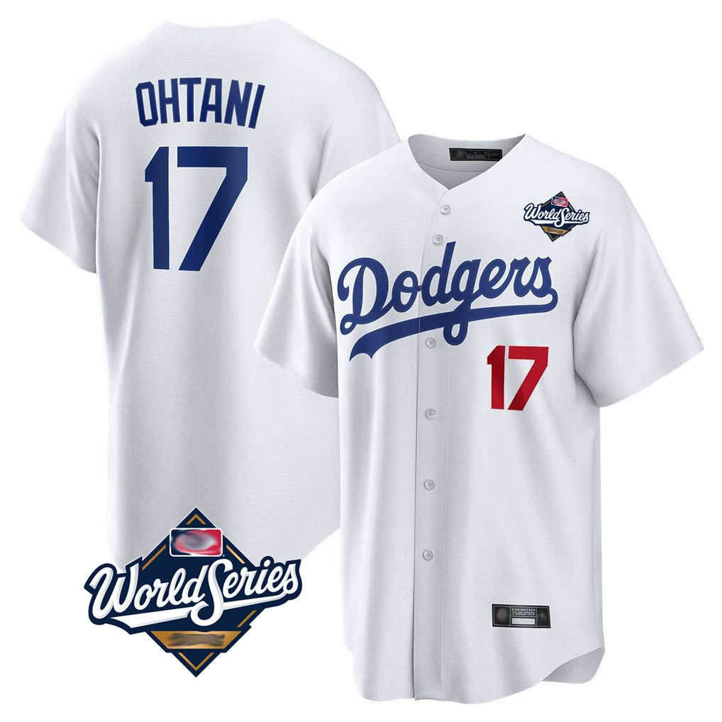 Los Angeles Dodgers #17 Shohei Ohtani Player White AmberGomez World Series Home Game Stitched Jerseys