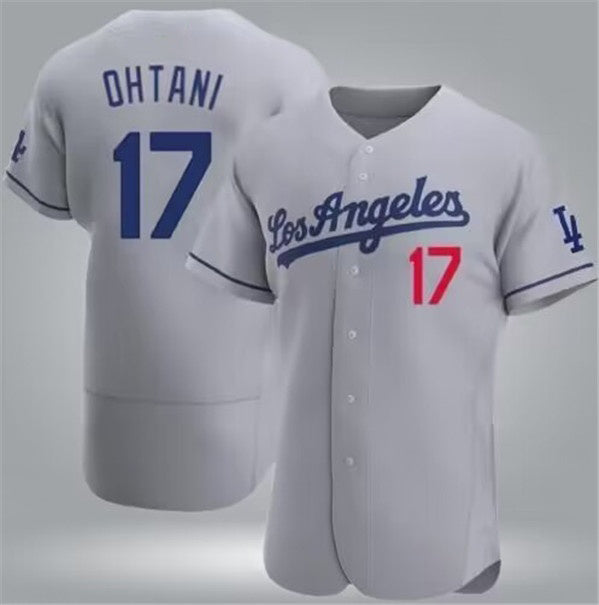 Los Angeles Dodgers #17 Shohei Ohtani Gray AmberGomez Flex Base Stitched Jersey