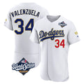 Los Angeles Dodgers #34 Fernando Valenzuela Player Gold White AmberGomez World Series 2026 Collection Stadium Limited Elite Stitched Jerseys