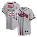 Atlanta Braves #51 Chris Sale Player Gray AmberGomez USA 250 Fourth Of July Limited Home Game Stitched Jerseys