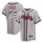 Atlanta Braves #51 Chris Sale Player Gray AmberGomez USA 250 Fourth Of July Limited Home Game Stitched Jerseys