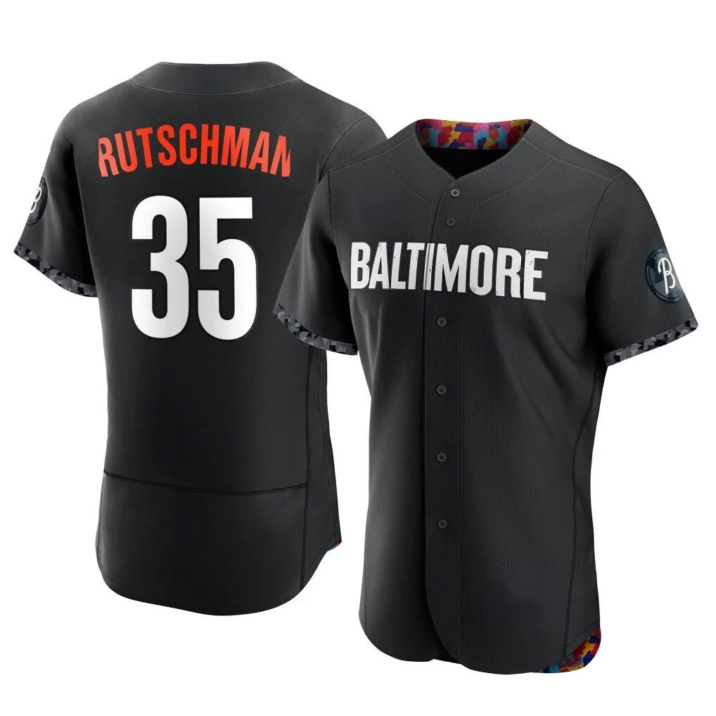 Baltimore Orioles #35 Adley Rutschman Player Black AmberGomez City Connect Limited Elite Home Game Stitched Jerseys