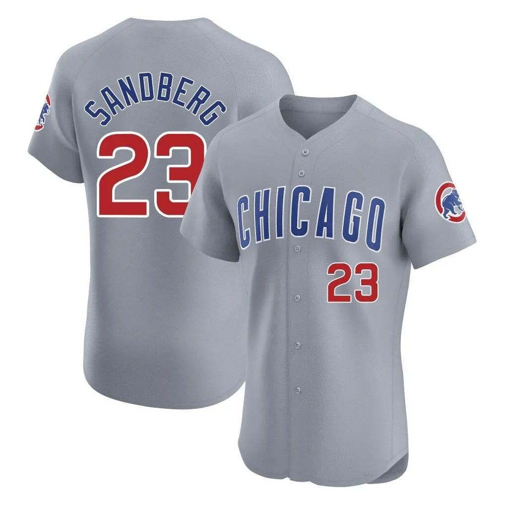 Chicago Cubs #23 Ryne Sandberg Player Gray AmberGomez Road Limited Elite Home Stitched Jerseys