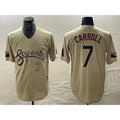 Arizona Diamondbacks #7 Corbin Carroll Number 2021 Gold AmberGomez City Connect Cool Base Stitched Jersey 2