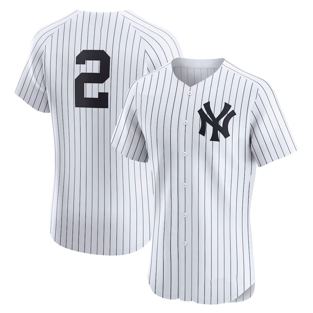 New York Yankees #2 Derek Jeter White AmberGomez Home Elite Player Jersey