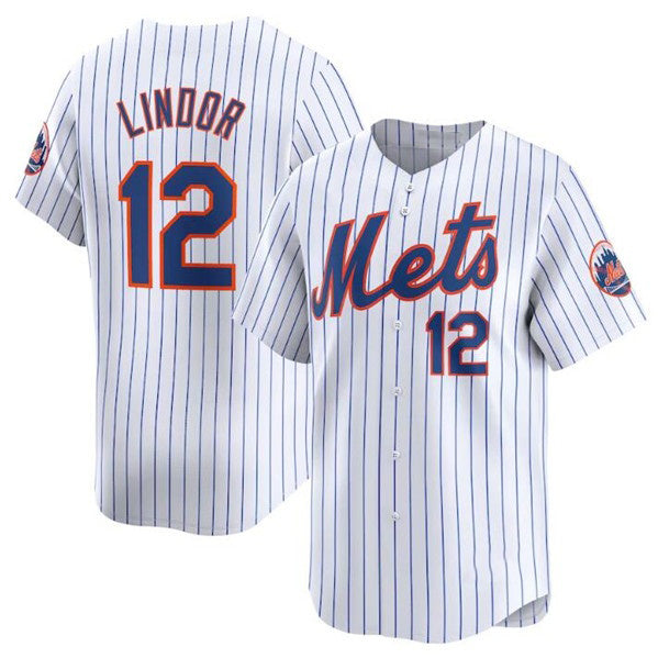 New York Mets #12 Francisco Lindor White AmberGomez 2024 Home Limited Stitched Jersey