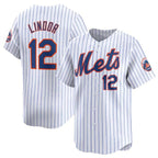 New York Mets #12 Francisco Lindor White AmberGomez 2024 Home Limited Stitched Jersey