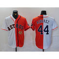 Houston Astros #44 Yordan Alvarez Number White Orange AmberGomez Split Stitched Jersey