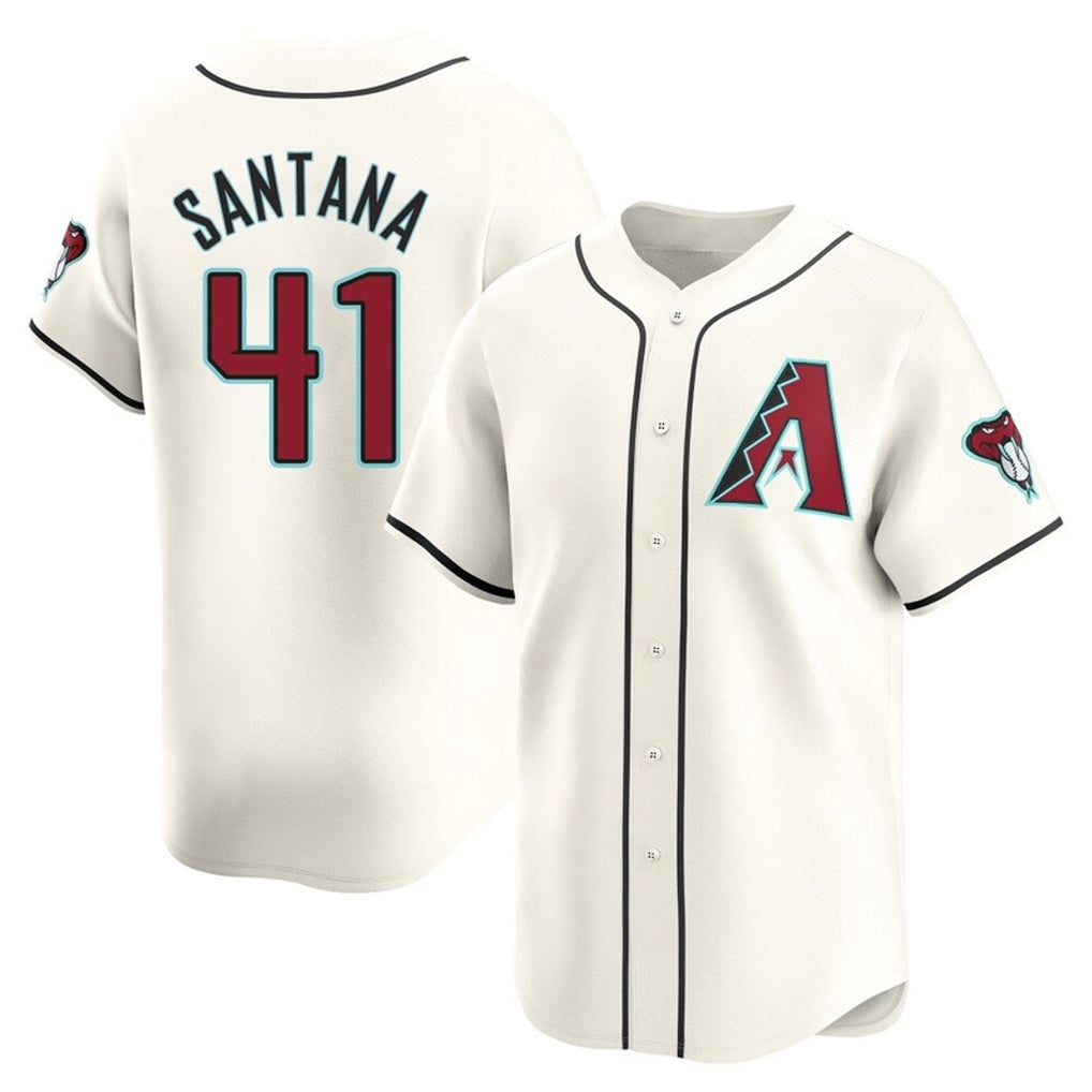 Arizona Diamondbacks #41 Carlos Santana Player Cream AmberGomez Limited Home Game Stitched Jerseys