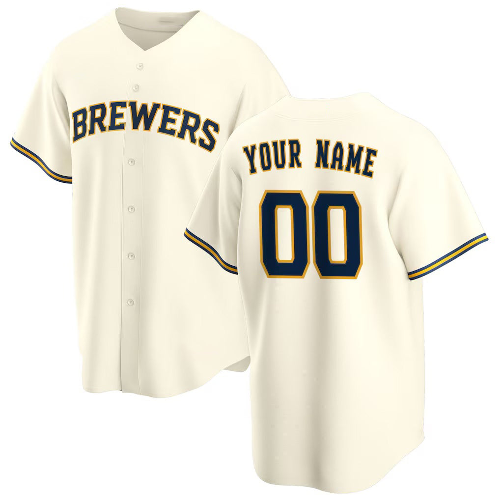 Custom Milwaukee Brewers Cream AmberGomez Home Replica Jersey