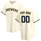 Custom Milwaukee Brewers Cream AmberGomez Home Replica Jersey
