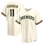 Milwaukee Brewers #11 Jackson Chourio Cream AmberGomez Home Replica Jersey