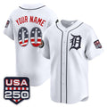Custom Detroit Tigers White AmberGomez USA 250 Fourth of July Vapor Premier Limited Jersey ¨C All Stitched