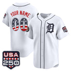 Custom Detroit Tigers White AmberGomez USA 250 Fourth of July Vapor Premier Limited Jersey ¨C All Stitched