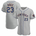 New York Mets #23 Javier Baez Gray AmberGomez Anthentic Jersey
