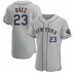 New York Mets #23 Javier Baez Gray AmberGomez Anthentic Jersey