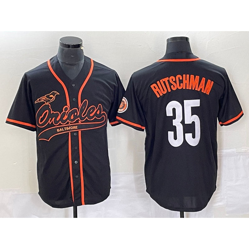 Baltimore Orioles #35 Adley Rutschman Black AmberGomez Cool Base Stitched Jersey