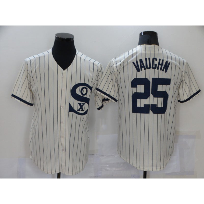 Chicago White Sox #25 Andrew Vaughn 2021 Cream Navy AmberGomez Field of Dreams Name Flex Base Stitched Jersey