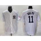New York Yankees #11 Anthony Volpe Name White AmberGomez With Patch 2024 Cool Base Stitched Jersey