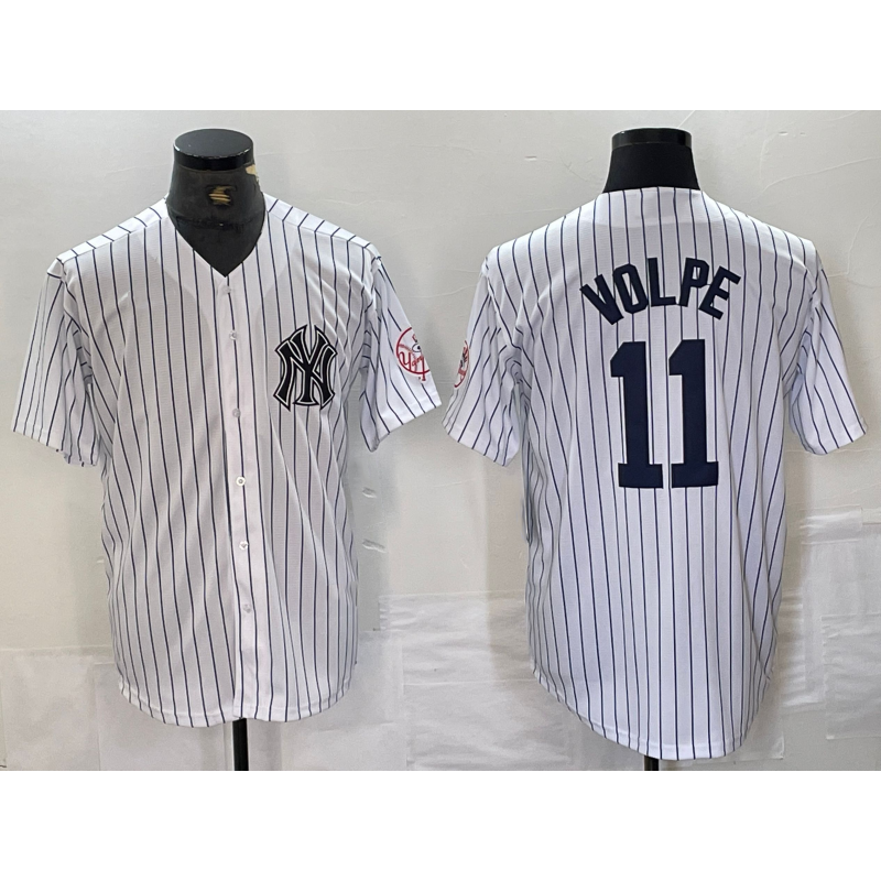 New York Yankees #11 Anthony Volpe Name White AmberGomez With Patch 2024 Cool Base Stitched Jersey