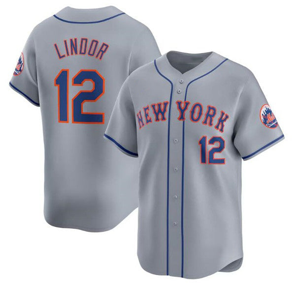 New York Mets #12 Francisco Lindor 2024 Gray AmberGomez Away Limited Stitched Jersey