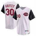 Cincinnati Reds #30 Ken Griffey Player White Black AmberGomez Stripe Field of Dreams Game Home Stitched Jerseys