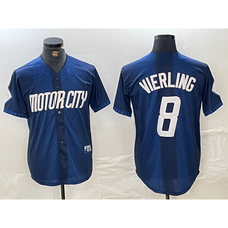 Detroit Tigers #8 Matt Vierling Navy AmberGomez 2024 City Connect Cool Base Limited Stitched Jersey