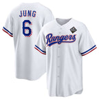 Texas Rangers #6 Josh Jung 2023 White AmberGomez World Series Stitched Jersey