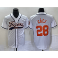 Detroit Tigers #28 Javier B¨¢ez AmberGomez White Cool Base Stitched Jersey