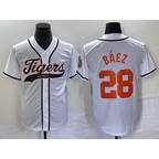 Detroit Tigers #28 Javier B¨¢ez AmberGomez White Cool Base Stitched Jersey