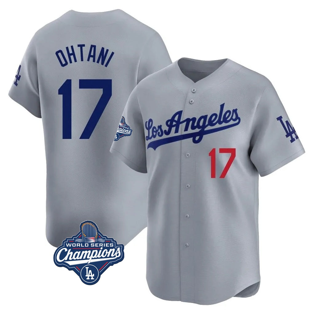 Los Angeles Dodgers #17 Shohei Ohtani Player Gray AmberGomez World Series Meet Limited Home Stitched Jerseys