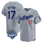 Los Angeles Dodgers #17 Shohei Ohtani Player Gray AmberGomez World Series Meet Limited Home Stitched Jerseys