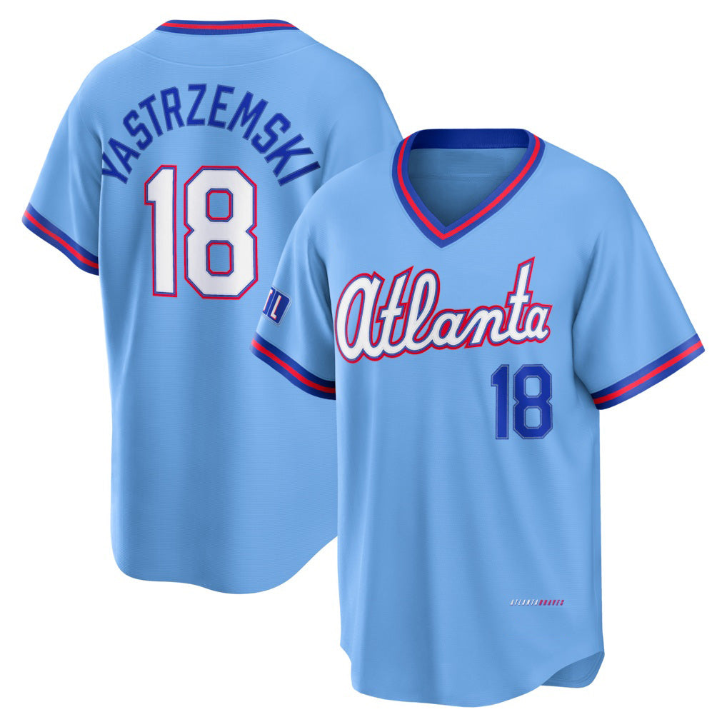 Atlanta Braves #18 Mike Yastrzemski Powder Blue AmberGomez 2026 City Connect Stadium Jersey