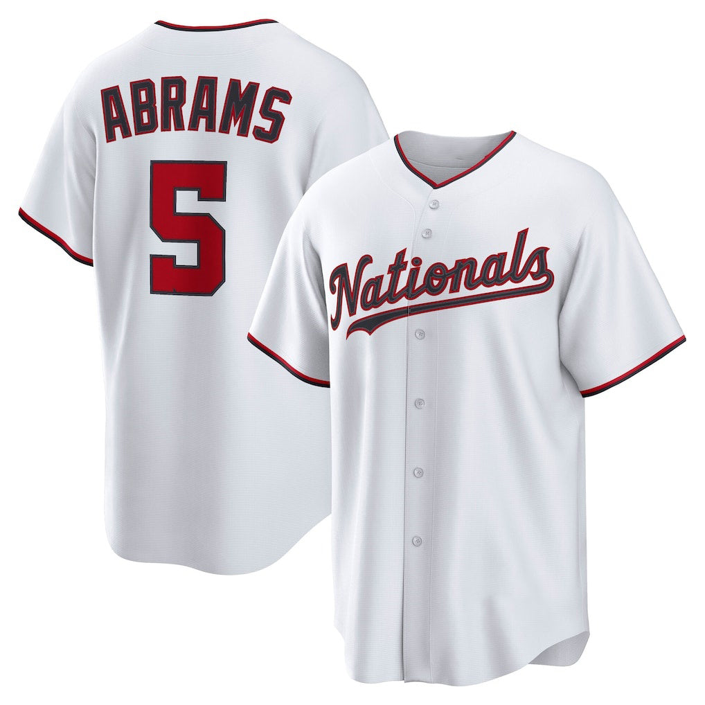 Washington Nationals #5 CJ Abrams White AmberGomez Home Replica Jersey