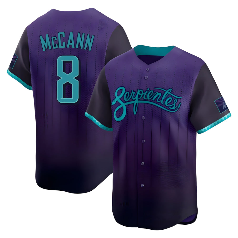 Arizona Diamondbacks #8 James McCann Player Purple AmberGomez City Connect Limited Home Game Stitched Jerseys