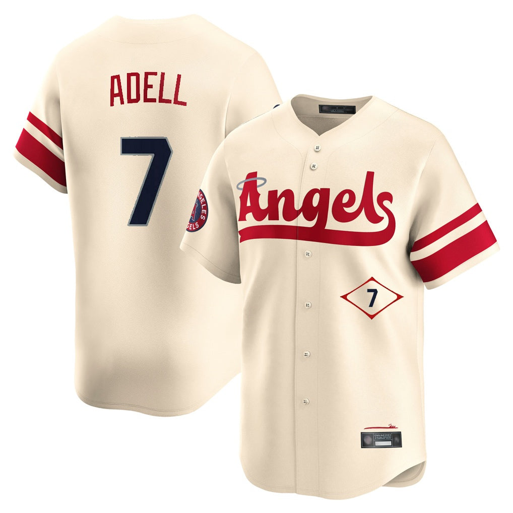 Los Angeles Angels #7 Jo Adell Player Cream AmberGomez City Connect Limited Home Stitched Jerseys