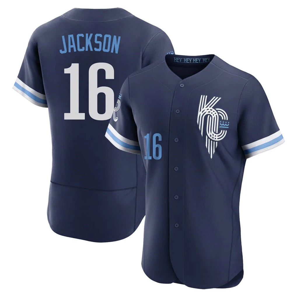 Kansas City Royals #16 Bo Jackson Player Navy AmberGomez City Connect Limited Elite Home Stitched Jerseys