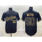 Los Angeles Dodgers #50 Mookie Betts Black Gold AmberGomez Limited Stitched Jersey