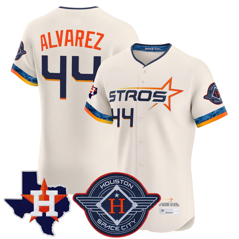 Houston Astros #44 Yordan Alvarez Player Cream AmberGomez City Connect Texas Patch Vapor Premier Limited Elite Home Stitched Jerseys