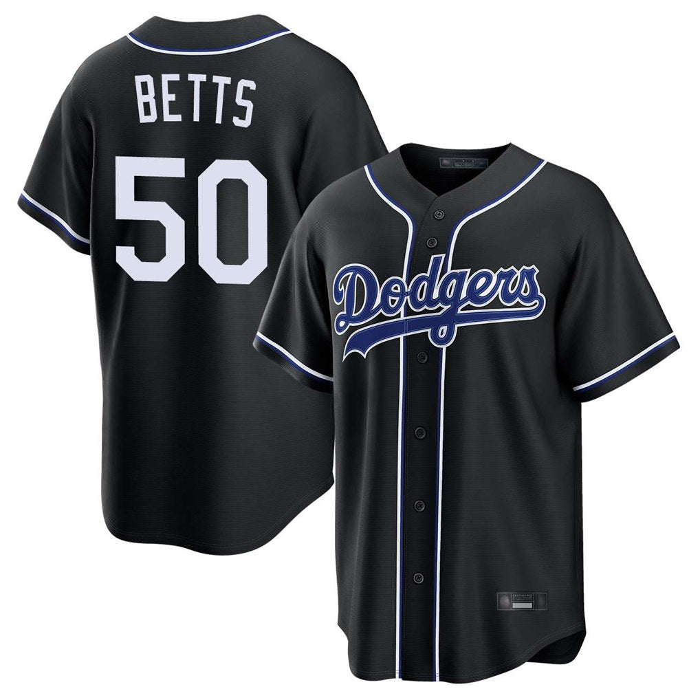 Los Angeles Dodgers #50 Mookie Betts Player Black AmberGomez Carbon Limited Home Stitched Jerseys