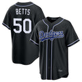 Los Angeles Dodgers #50 Mookie Betts Player Black AmberGomez Carbon Limited Home Stitched Jerseys