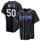 Los Angeles Dodgers #50 Mookie Betts Player Black AmberGomez Carbon Limited Home Stitched Jerseys