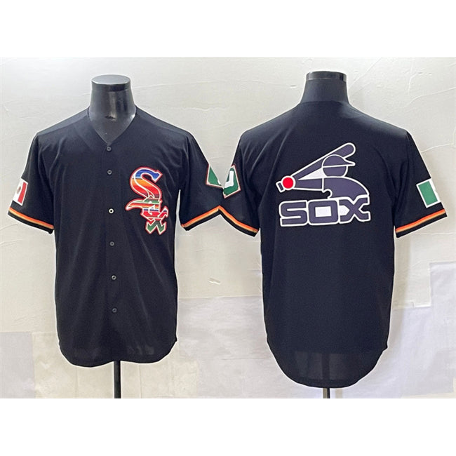 Chicago White Sox Team Big Logo Black AmberGomez Mexico Limited Stitched Jersey