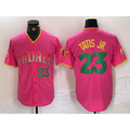 San Diego Padres #23 Fernando Tatis Jr. Pink AmberGomez Cool Base Stitched Jerseys