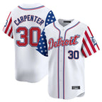Detroit Tigers #30 Kerry Carpenter Player White AmberGomez Independence Day Vapor Premier Limited Stitched Jerseys